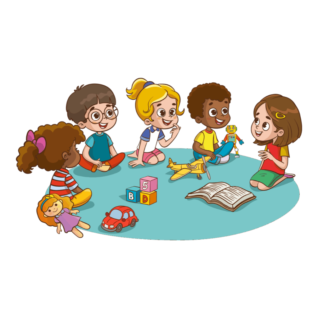 ילדים יושבים ומשחקים